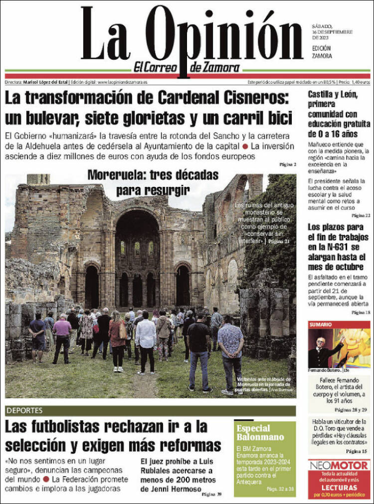 Portada de La Opinión - El Correo de Zamora (España)