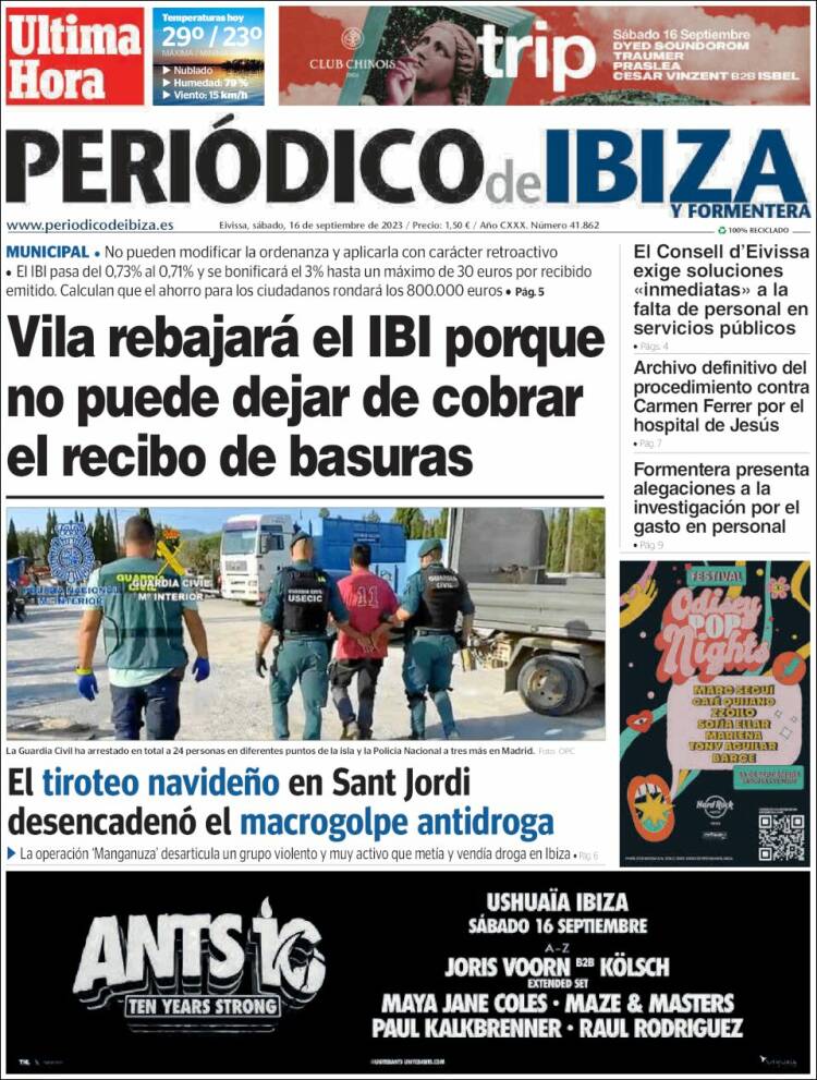 Portada de Periódico de Ibiza (España)