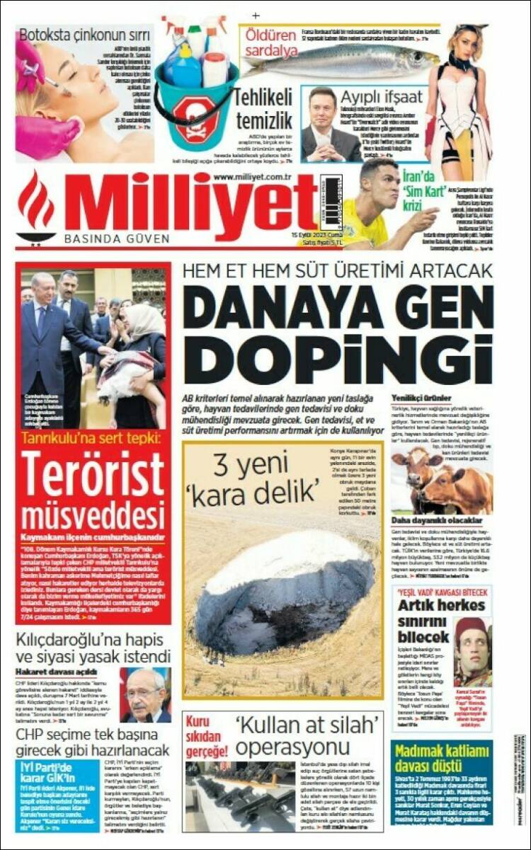 Portada de Milliyet (Turqu&iacute;a)