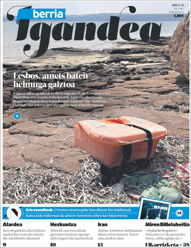 Portada de Berria (España)