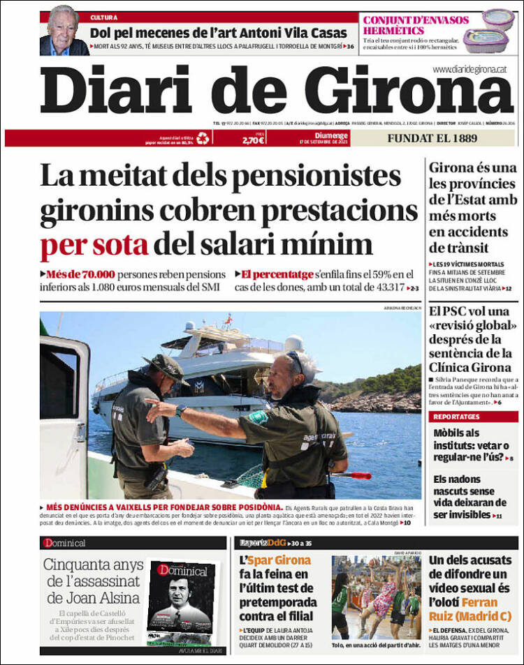 Portada de Diari de Girona (España)