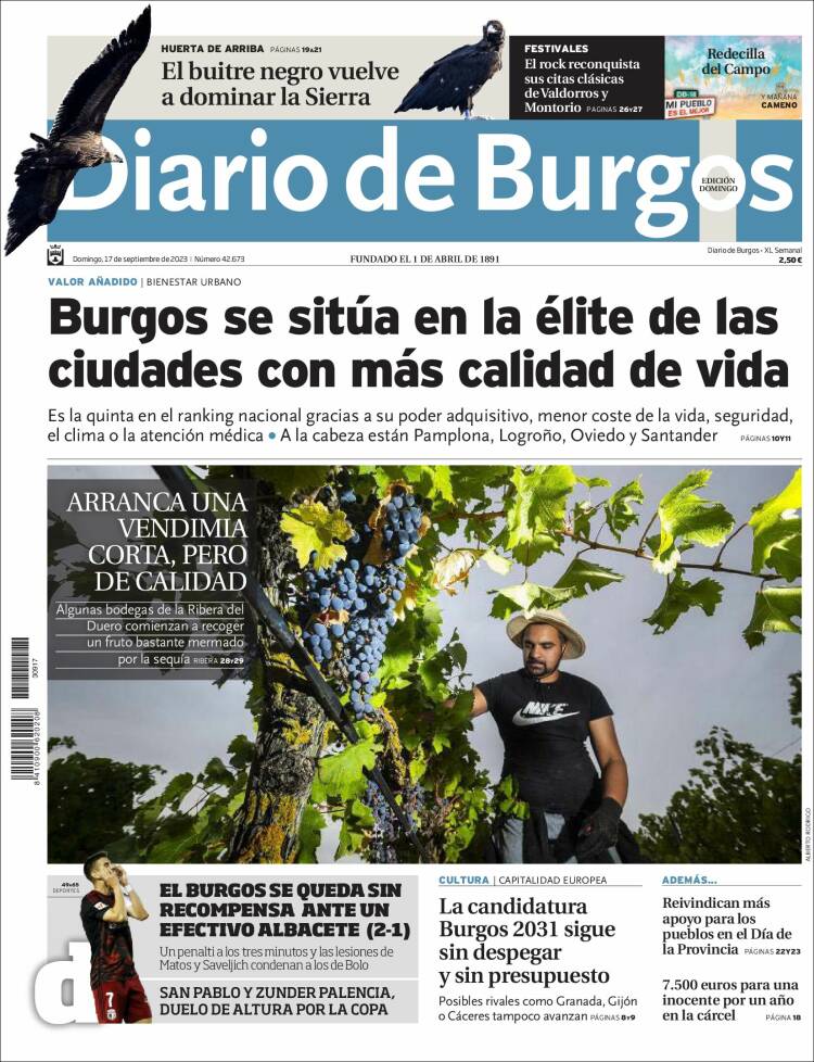 Portada de Diario de Burgos (España)