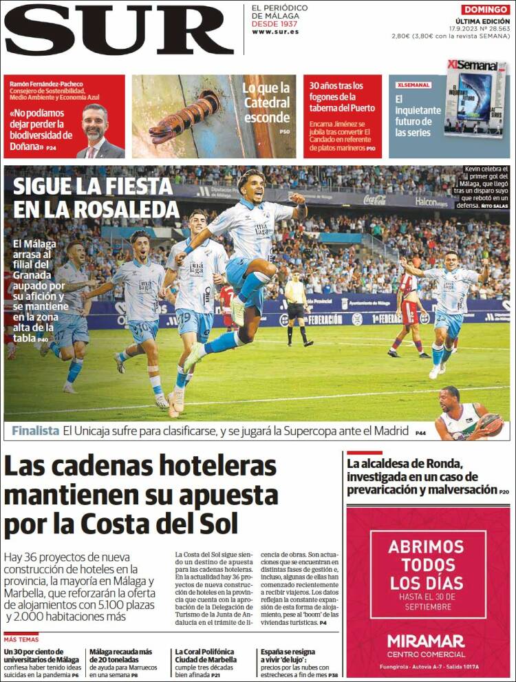 Portada de Diario el Sur (España)