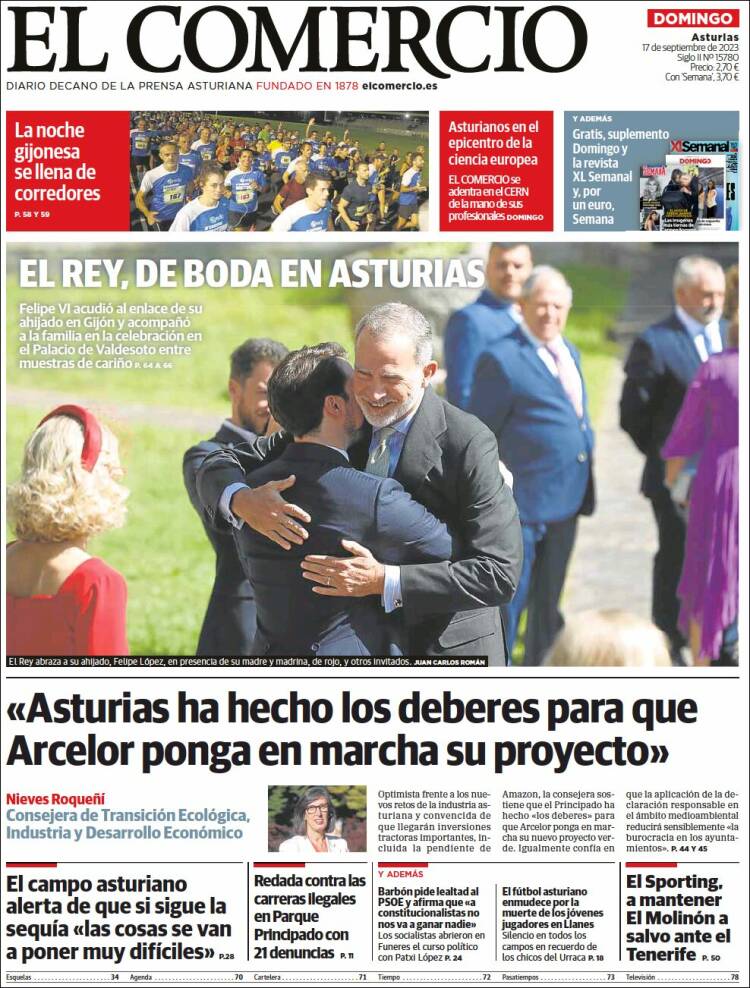 Portada de El Comercio (España)