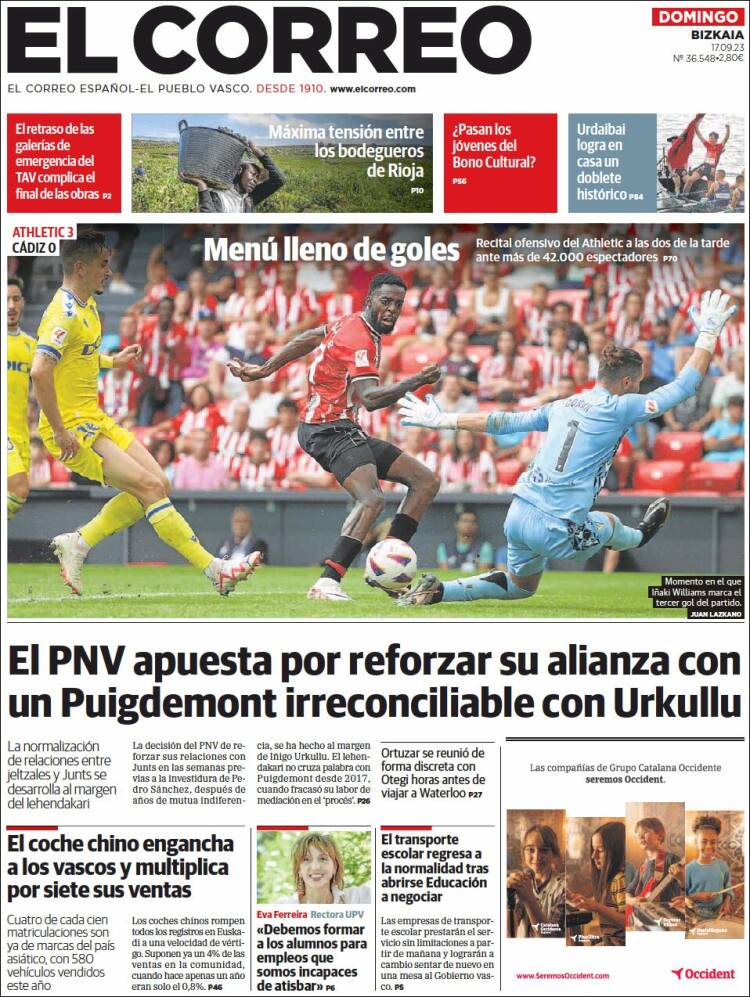 Portada de El Correo (España)