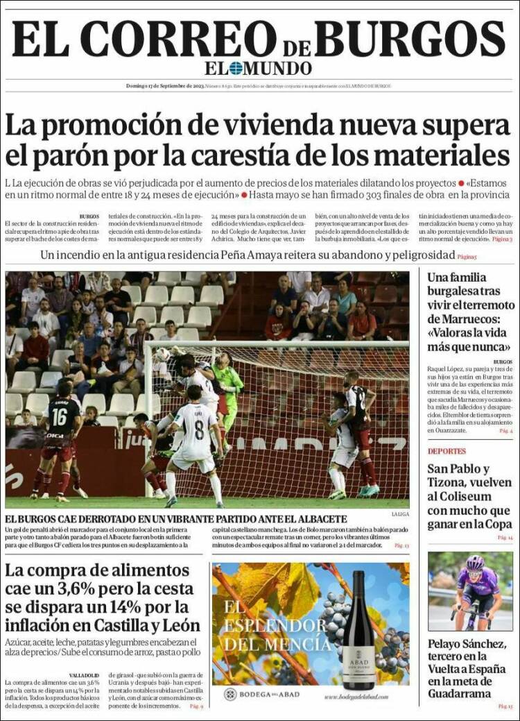 Portada de El Correo de Burgos (España)