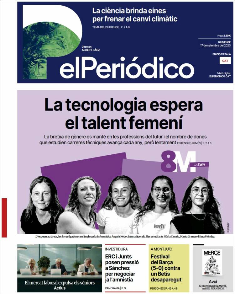 Portada de El Periódico de Catalunya (España)