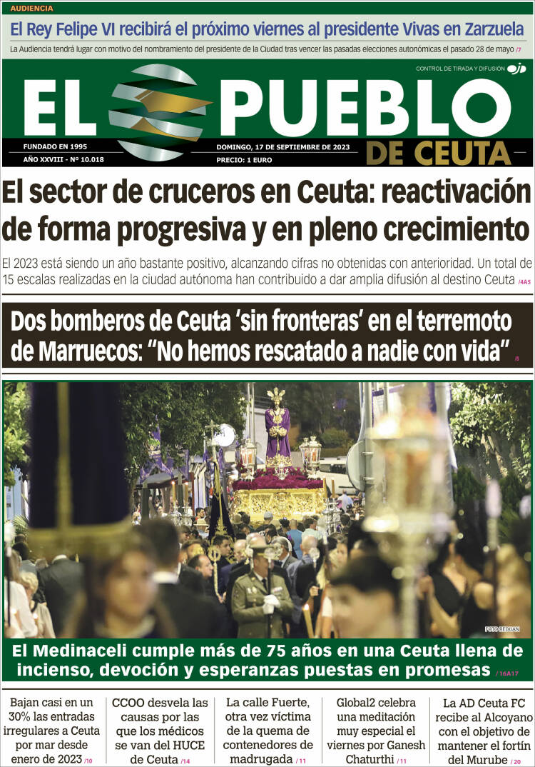 Portada de El Pueblo de Ceuta (España)