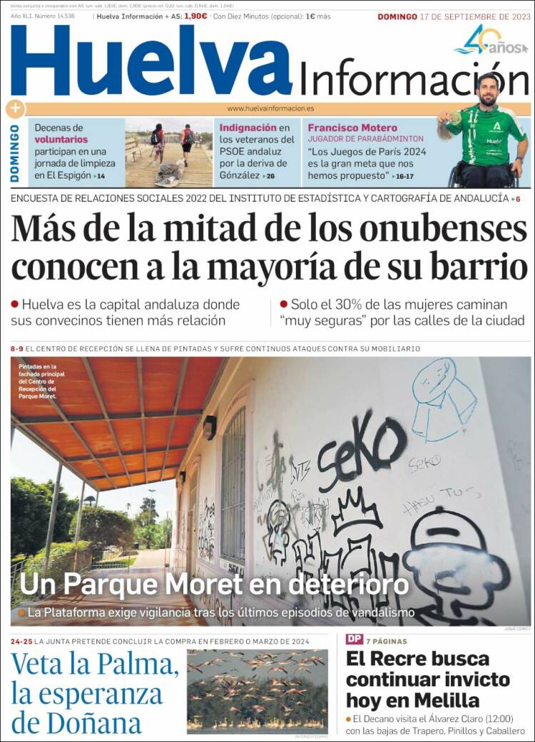 Portada de Huelva Información (España)