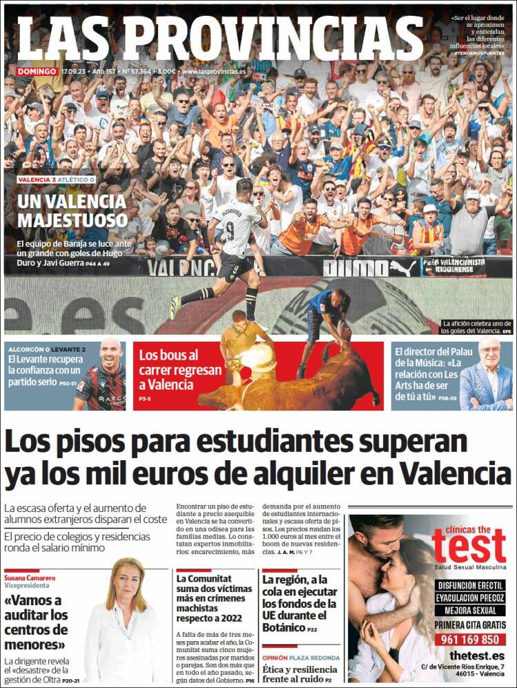 Portada de Las Provincias (España)