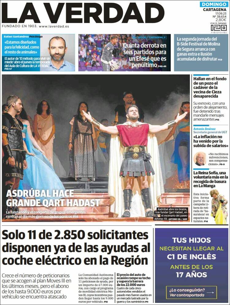 Portada de La Verdad de Cartagena (España)