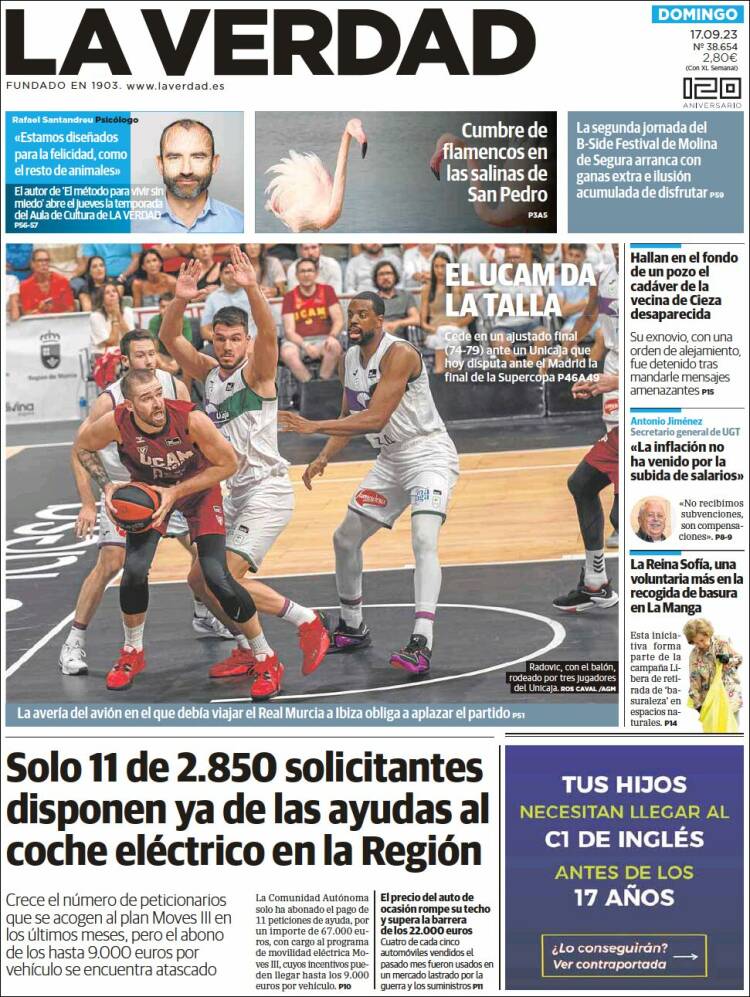 Portada de La Verdad de Murcia (España)