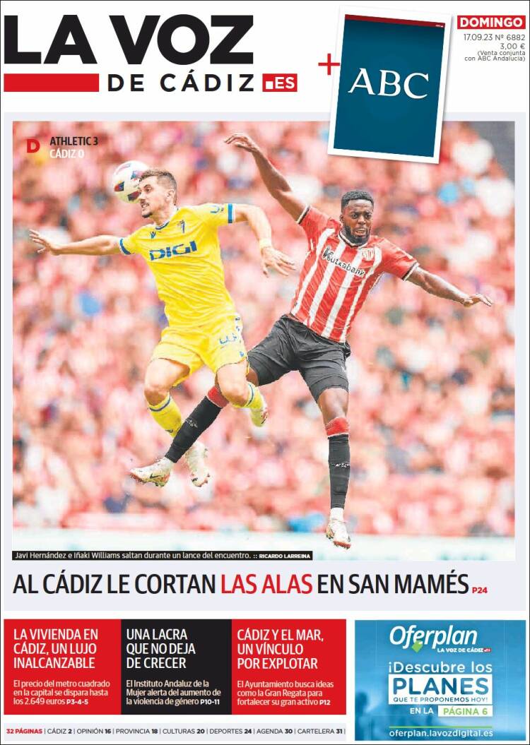 Portada de La Voz de Cádiz (España)