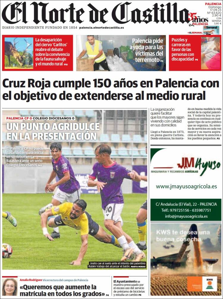 Portada de Norte de Castilla - Palencia (España)