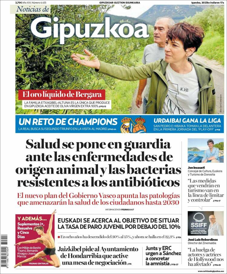 Portada de Noticias de Gipuzkoa (España)