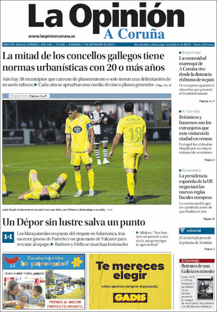 Portada de La Opinión de A Coruña (España)