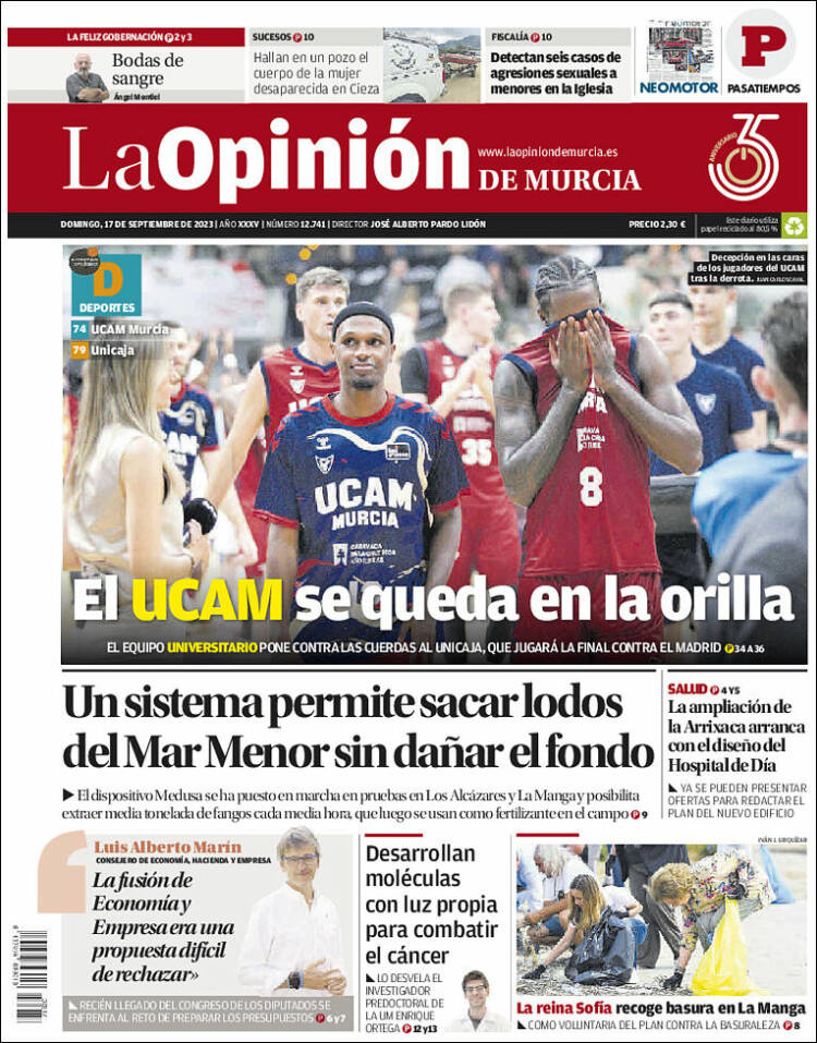 Portada de La Opinión de Murcia (España)