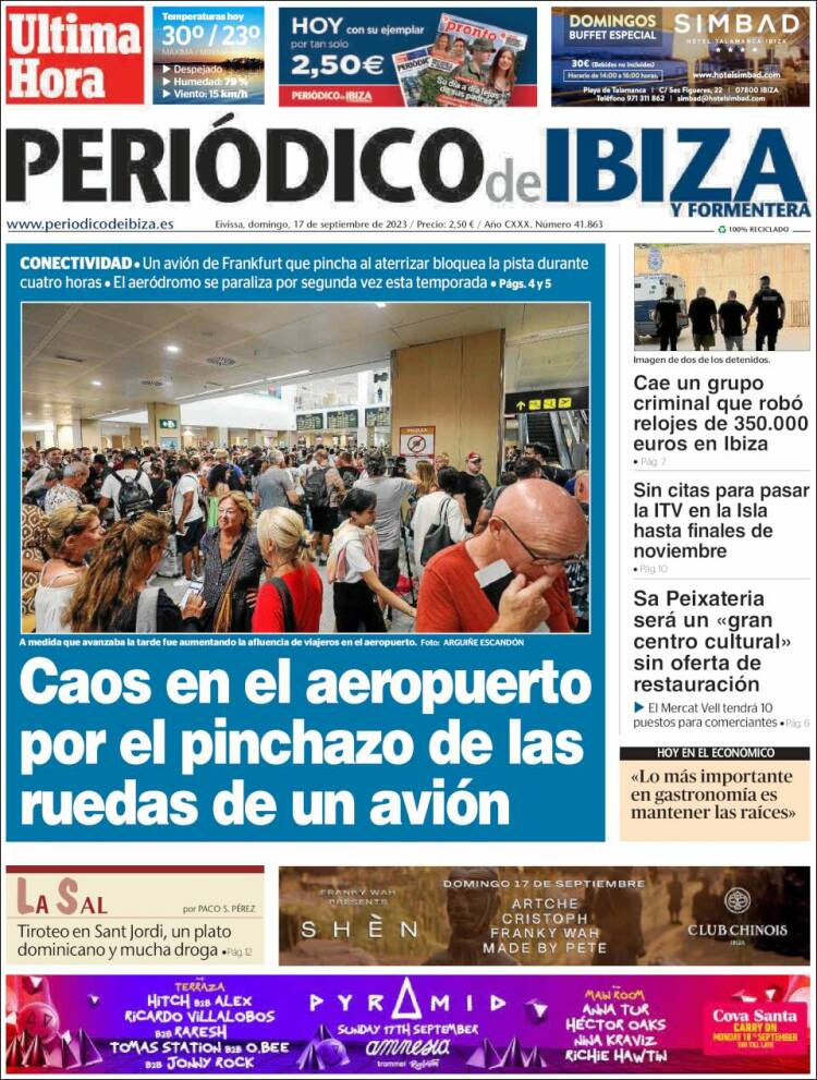 Portada de Periódico de Ibiza (España)