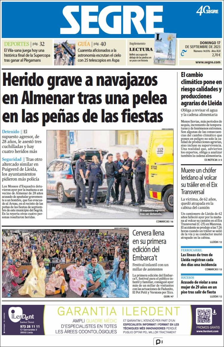 Portada de Segre  (España)