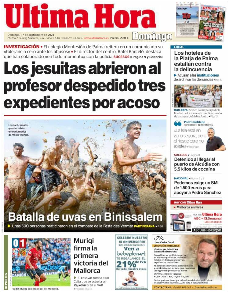 Portada de Última Hora (España)