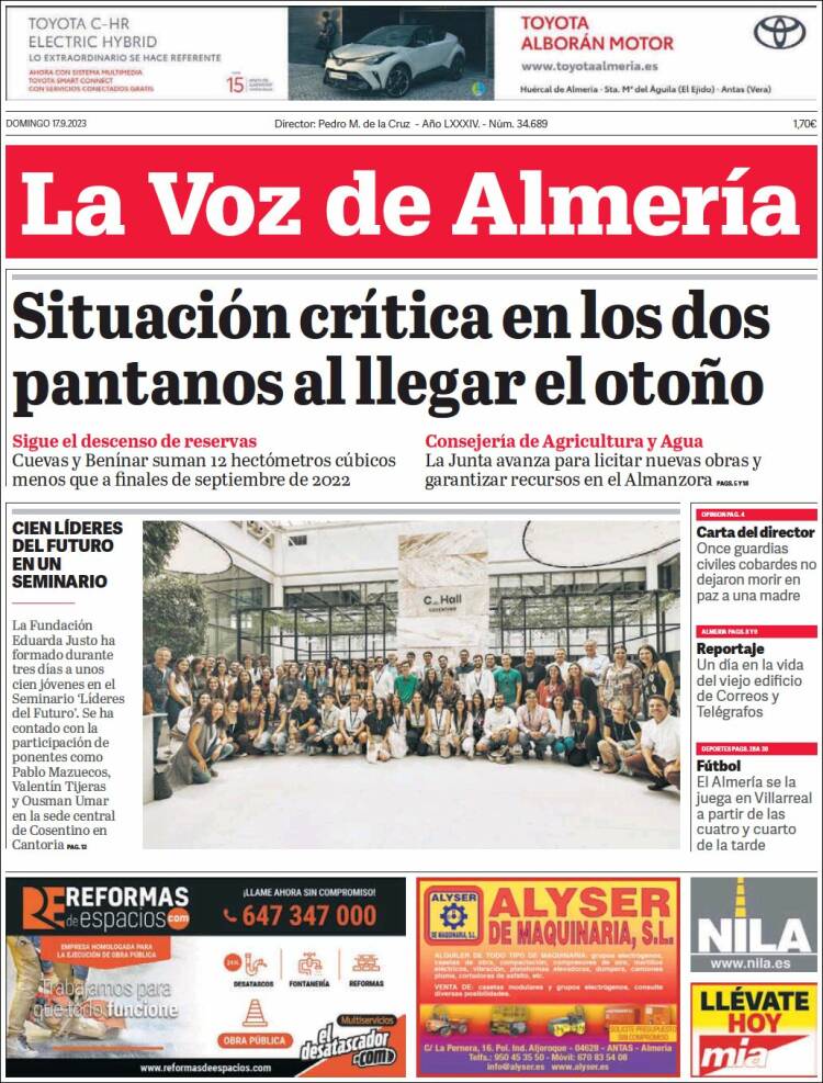 Portada de La Voz de Almería (España)