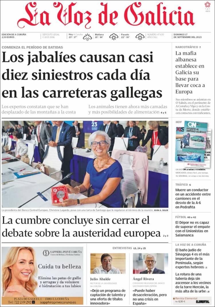 Portada de La Voz de Galicia (España)