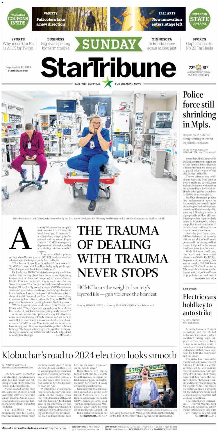 Portada de Star Tribune (USA)