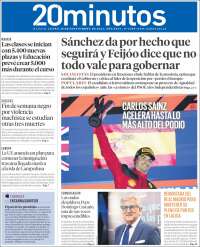 Portada de 20 Minutos - Madrid (España)