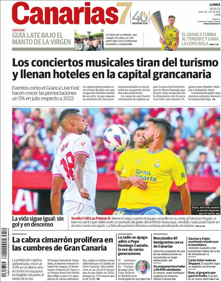 Portada de Canarias 7 (España)
