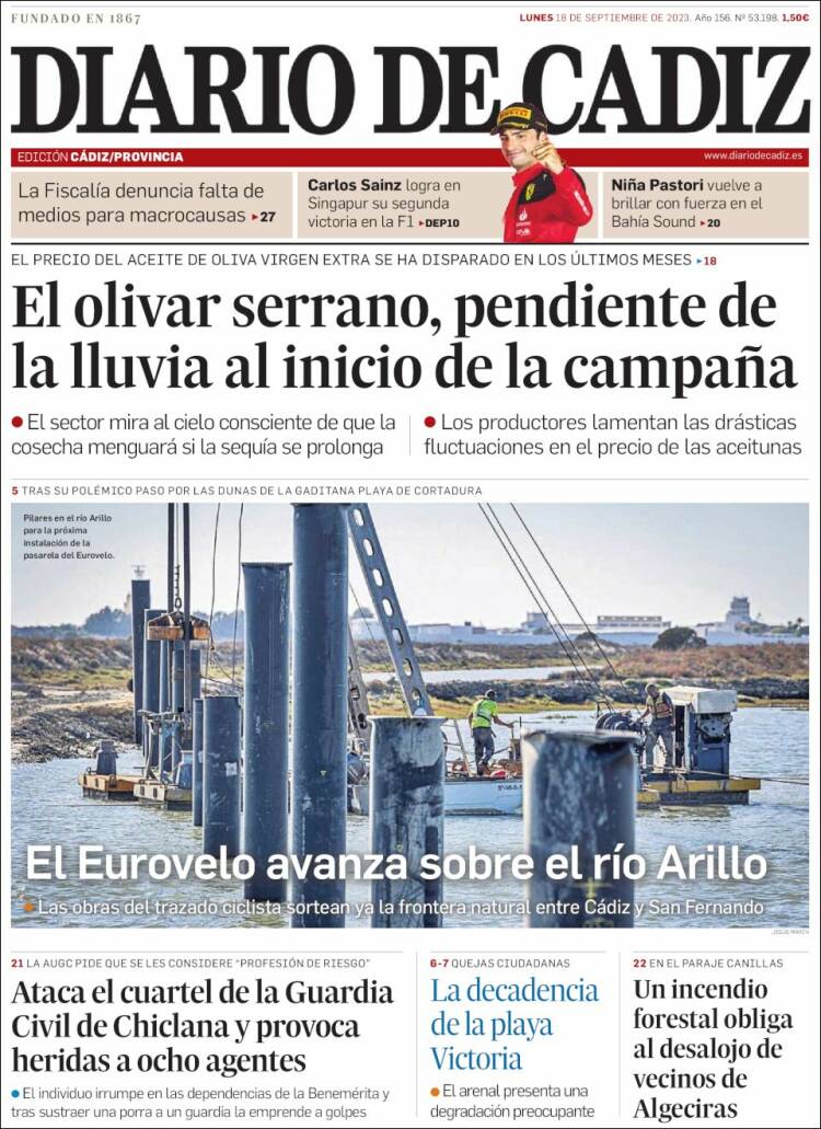Portada de Diario de Cádiz (España)