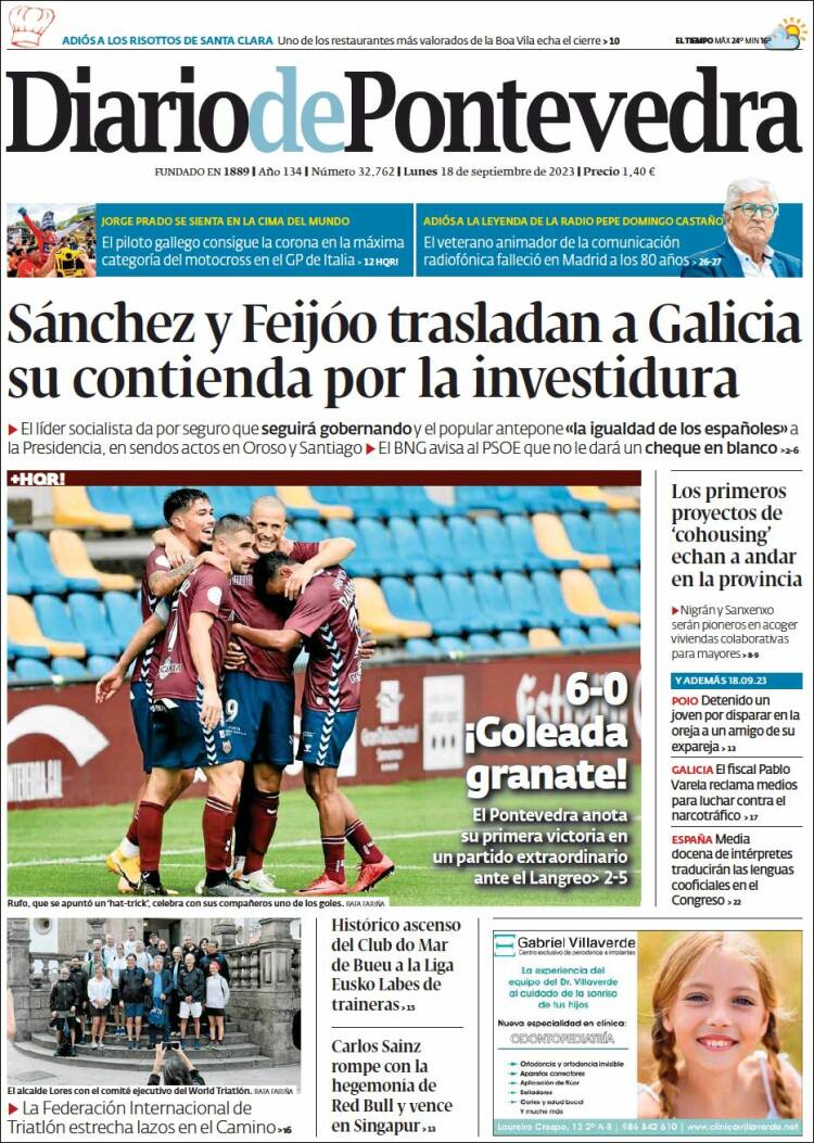 Portada de Diario de Pontevedra (España)
