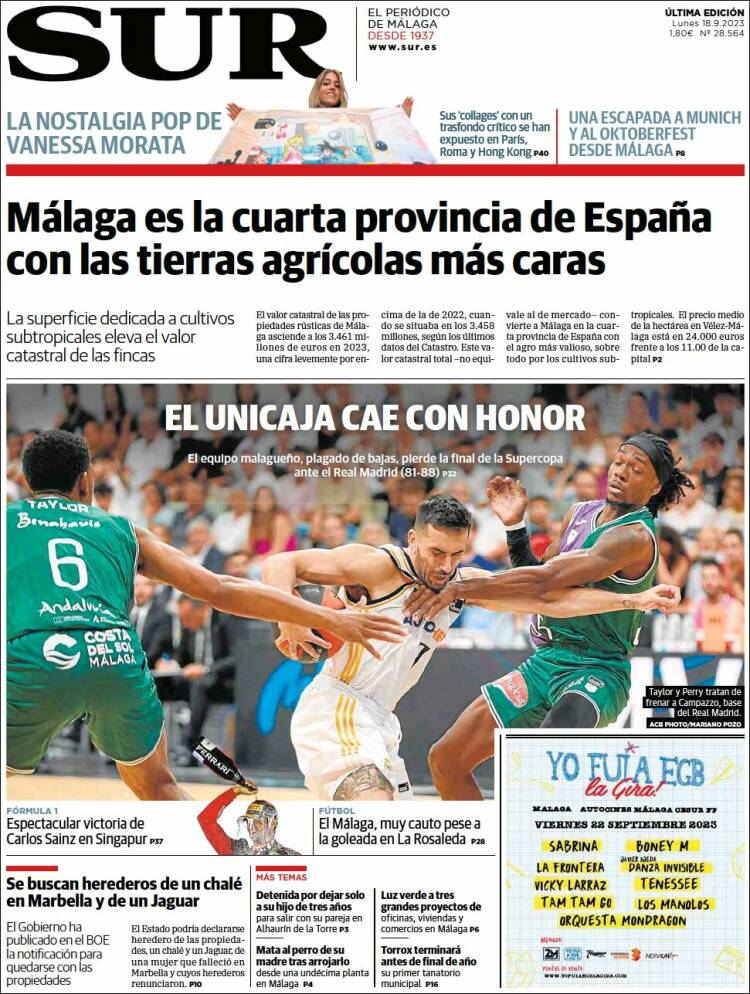 Portada de Diario el Sur (España)