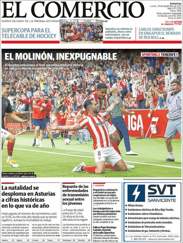 Portada de El Comercio (España)