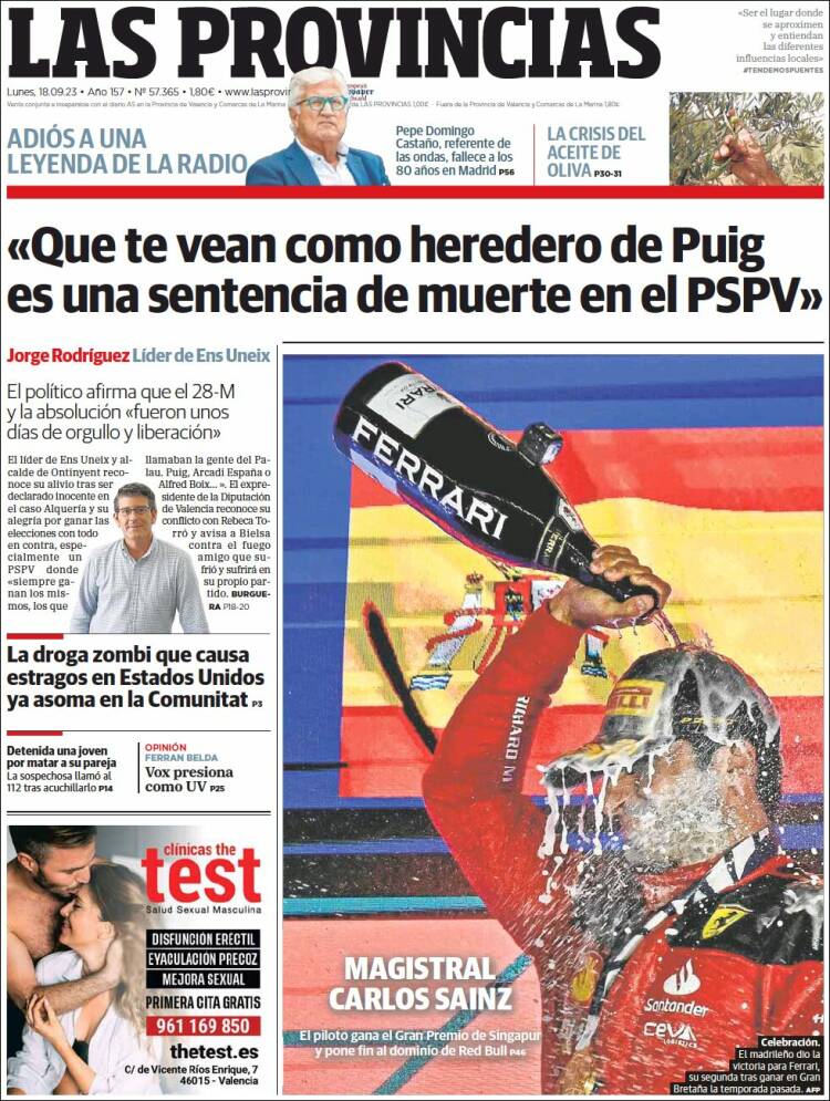 Portada de Las Provincias (España)