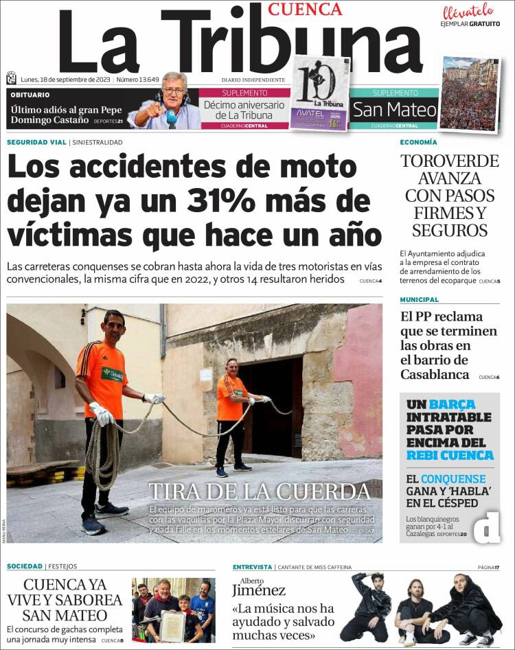 Portada de La Tribuna de Cuenca (España)