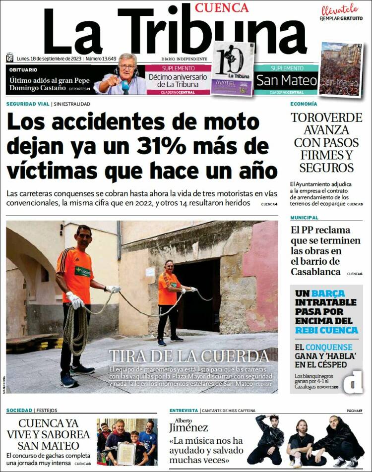 Portada de La Tribuna de Cuenca (España)