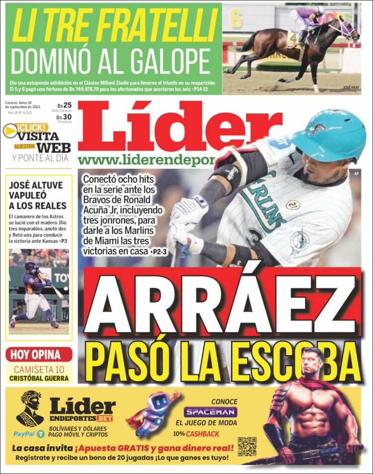 Portada de Lider en deportes (Venezuela)