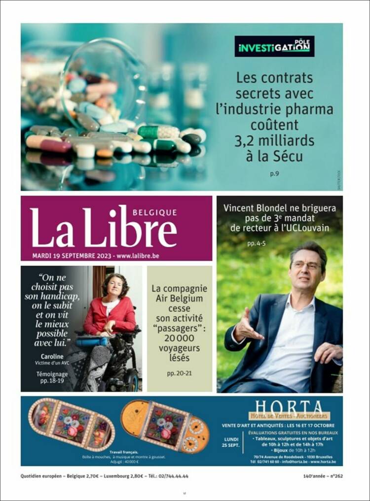 Portada de La Libre.be (Belgium)