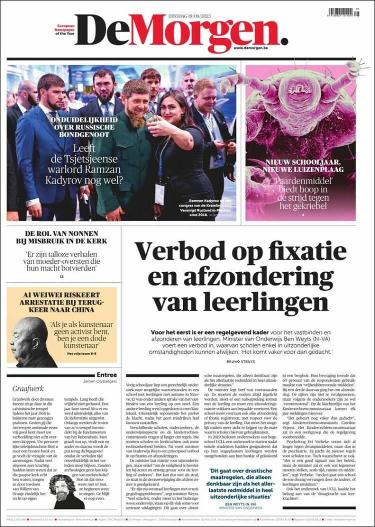 Portada de De Morgen (Belgium)