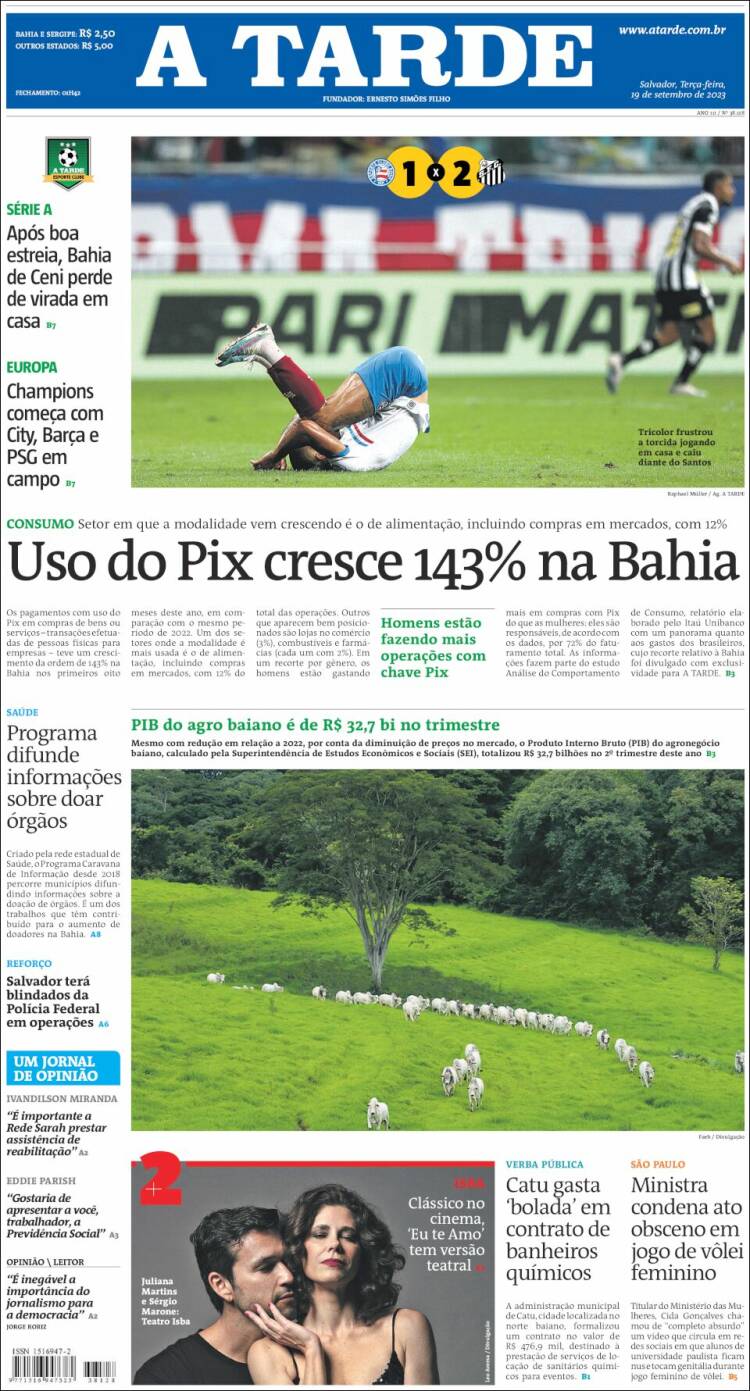 Portada de Diário A Tarde (Brasil)