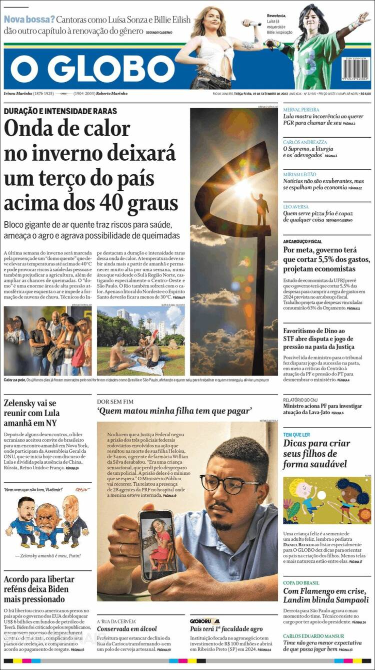 Portada de O Globo (Brasil)