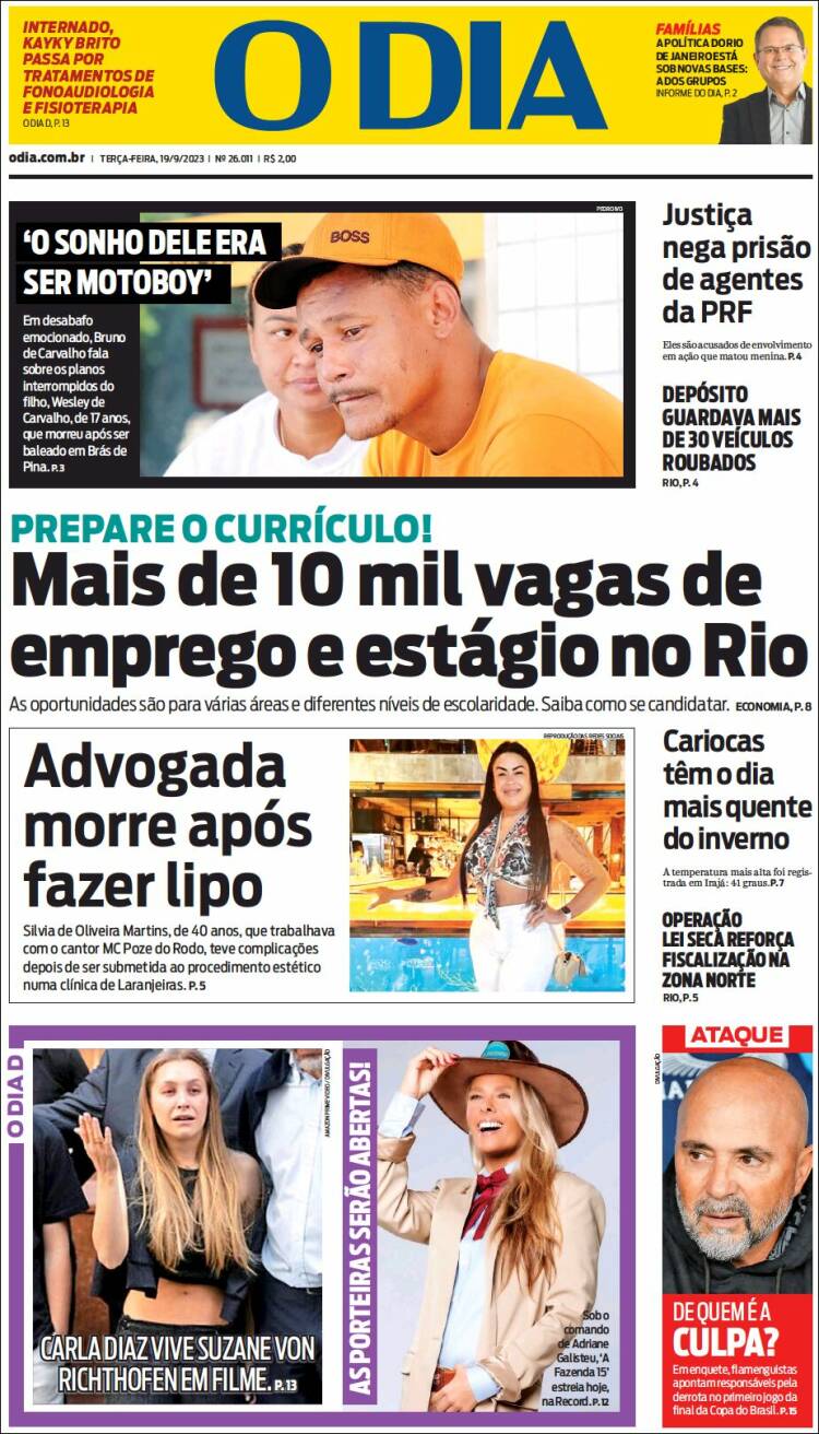 Portada de O Dia (Brasil)