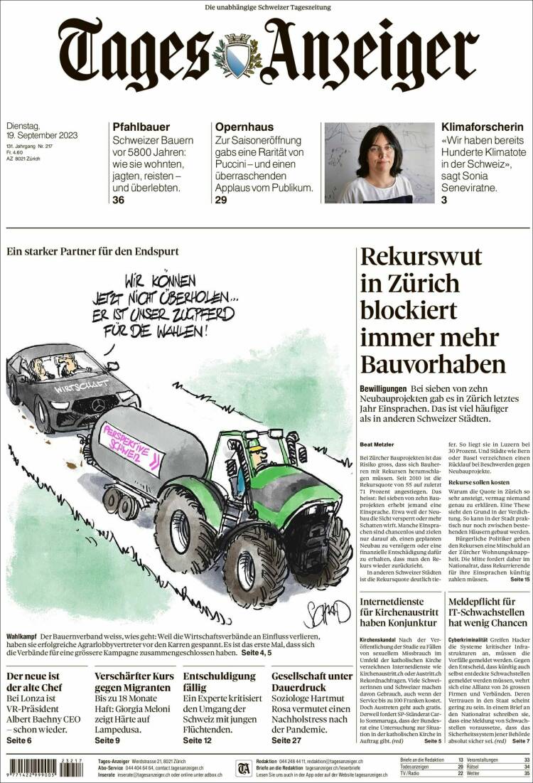 Portada de Tages-Anzeiger (Switzerland)