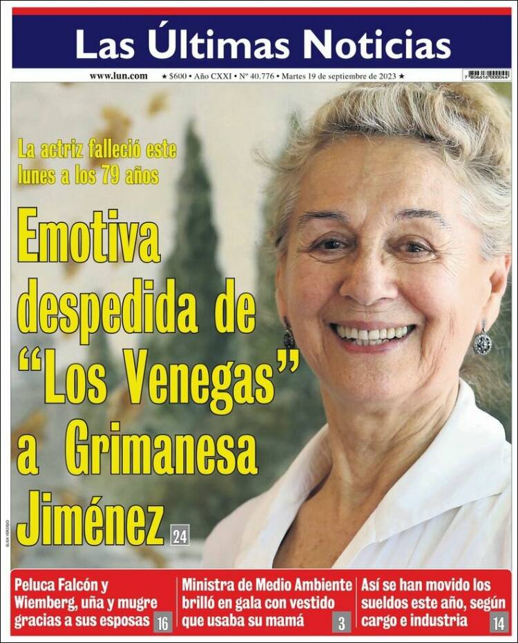 Portada de Las Últimas Noticias (Chile)