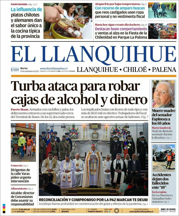 Portada de El Llanquihue (Chile)