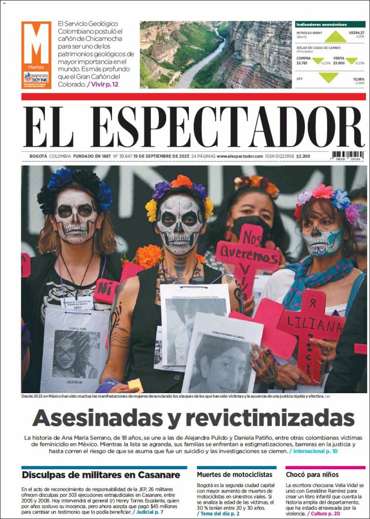 Portada de El Espectador (Colombia)