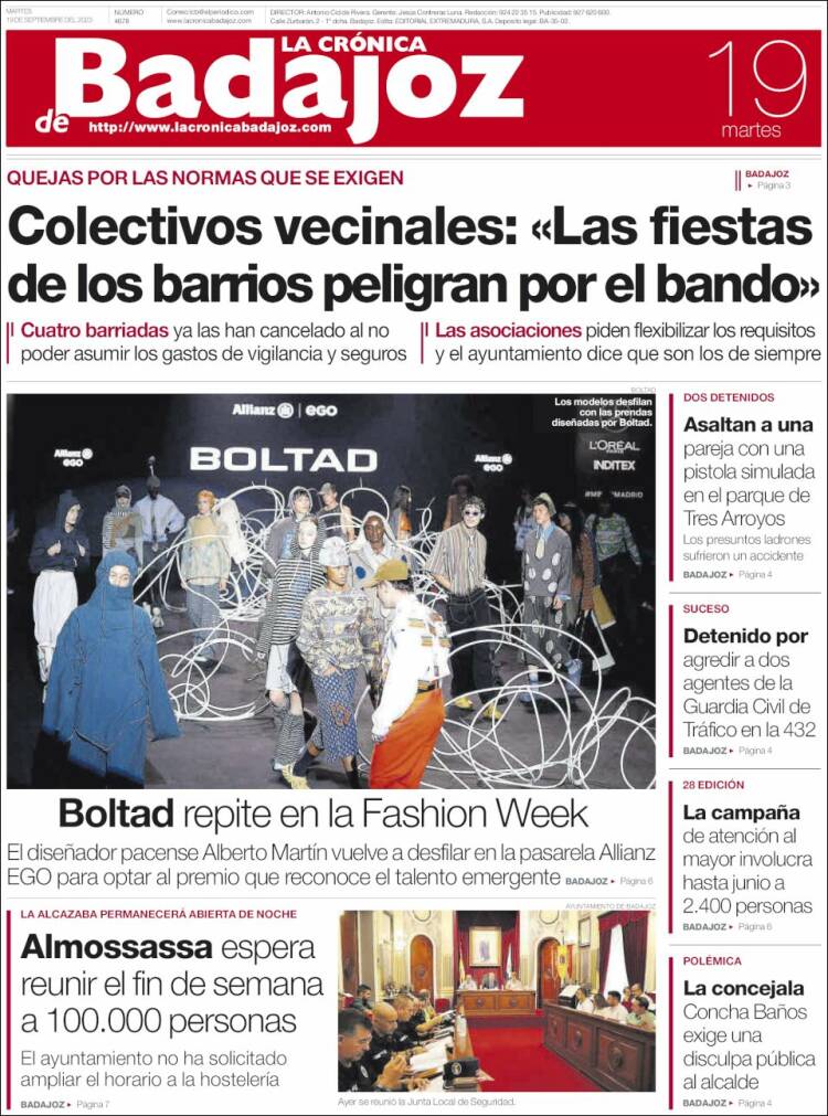 Portada de La Crónica de Badajoz (Spain)