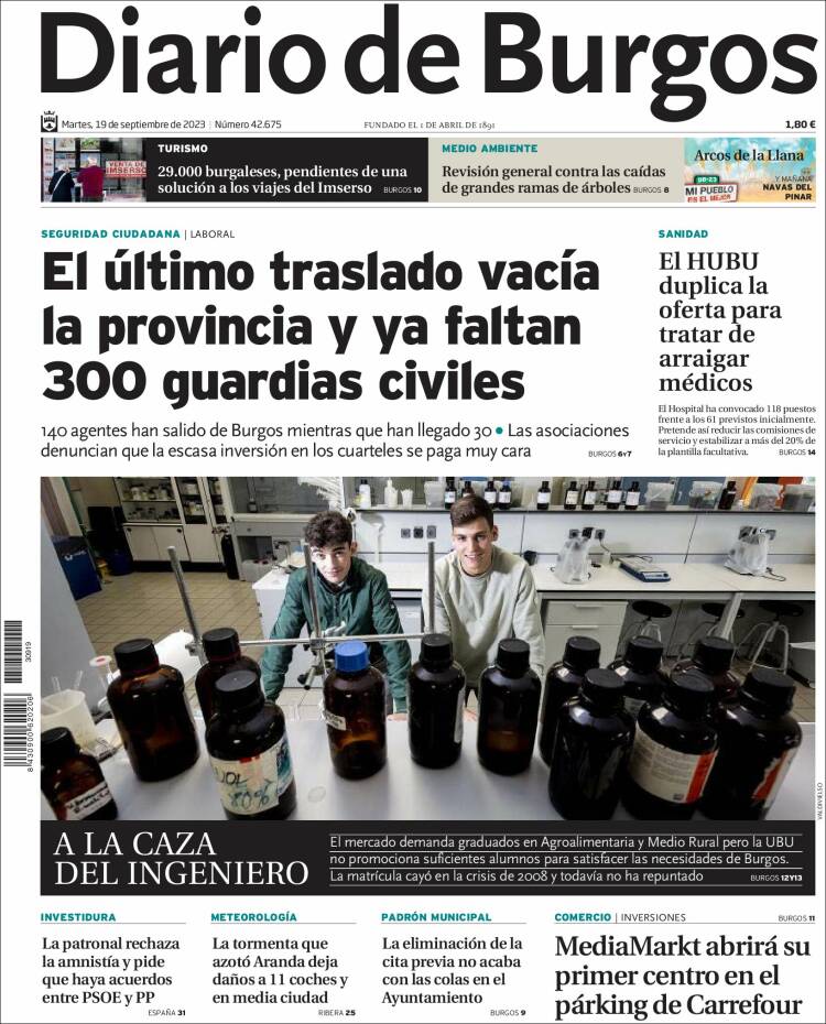 Portada de Diario de Burgos (Spain)