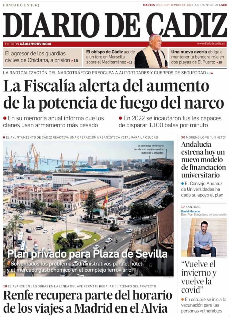 Portada de Diario de Cádiz (Spain)