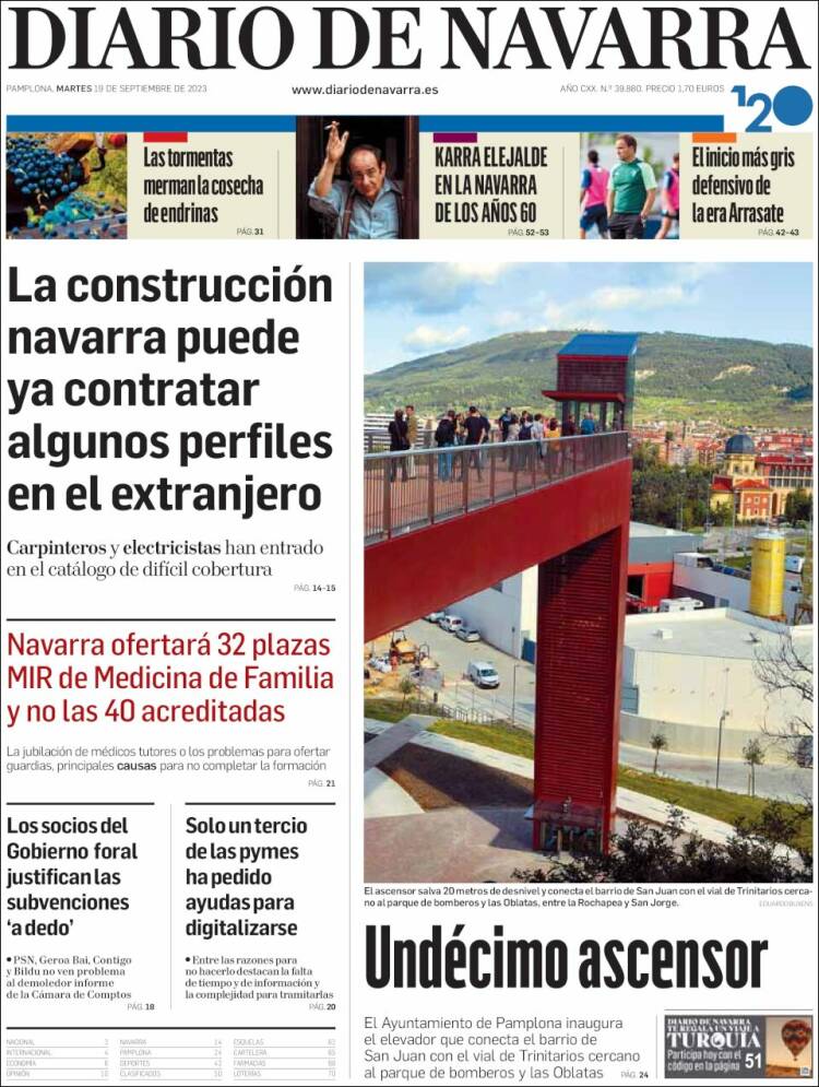 Portada de Diario de Navarra (Spain)